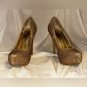 Bella Luna Gold Studded Platform Stilettos